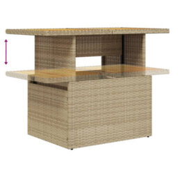 Walplus Garden Table Beige 100X55X73 Cm Poly Rattan And Acacia Wood - thumbnail 8