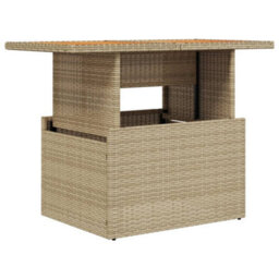 Walplus Garden Table Beige 100X55X73 Cm Poly Rattan And Acacia Wood - thumbnail 2
