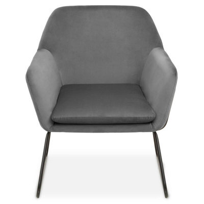 Orsina Grey Velvet Black Frame Armchair, Easy Care Velvet Chairs, Indoor Dining With Velvet Dining Chair - image 1
