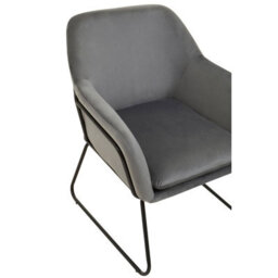 Orsina Grey Velvet Black Frame Armchair, Easy Care Velvet Chairs, Indoor Dining With Velvet Dining Chair - thumbnail 6