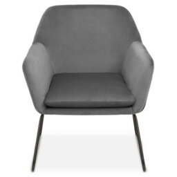 Orsina Grey Velvet Black Frame Armchair, Easy Care Velvet Chairs, Indoor Dining With Velvet Dining Chair - thumbnail 1