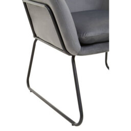 Orsina Grey Velvet Black Frame Armchair, Easy Care Velvet Chairs, Indoor Dining With Velvet Dining Chair - thumbnail 7