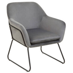 Orsina Grey Velvet Black Frame Armchair, Easy Care Velvet Chairs, Indoor Dining With Velvet Dining Chair - thumbnail 2