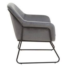 Orsina Grey Velvet Black Frame Armchair, Easy Care Velvet Chairs, Indoor Dining With Velvet Dining Chair - thumbnail 3