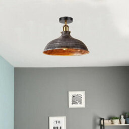 Pack Of 2 Brushed Silver Metal Vintage Ceiling Light E27 Semi Flush Light Fitting For Livingroom, Bedroom, Diningroom, Restaurant - thumbnail 4