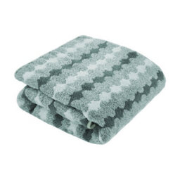 Living And Home 4 Pack Polyester Towel Set Green Zigzag Wave Stripe Soft Absorbent Hanging Loop Bathroom Towel Kit - thumbnail 5