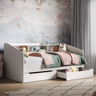 Flair Leni Day Bed With Shelves And Drawers - White - image 1