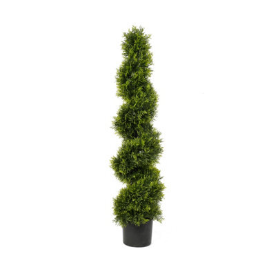 Best Artificial 4Ft - 120Cm Green Cedar Spiral Twist Topiary Tree - Suitable For Outdoor Use - image 1