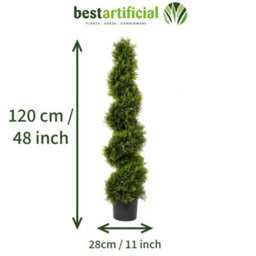 Best Artificial 4Ft - 120Cm Green Cedar Spiral Twist Topiary Tree - Suitable For Outdoor Use - thumbnail 3