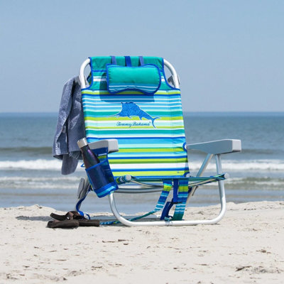 Xample Tommy Bahama Backpack Beach Chair Blue 5 Position Reclining Aluminium Frame Portable Foldable Outdoor Chair With Storage - image 1