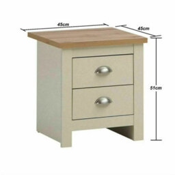 Set Of 2 Lisbon Cream Bedside Table 2 Drawers Bedroom Nightstand Cabinet - thumbnail 2