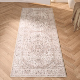 OHS Washable Rug Vintage Living Room Bedroom Carpet Mat, Natural - 66 X 200Cm - thumbnail 3