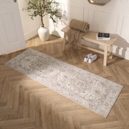 OHS Washable Rug Vintage Living Room Bedroom Carpet Mat, Natural - 66 X 200Cm - thumbnail 1