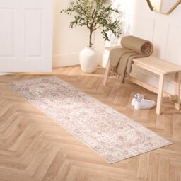 OHS Washable Rug Vintage Living Room Bedroom Carpet Mat, Natural - 66 X 200Cm - thumbnail 2