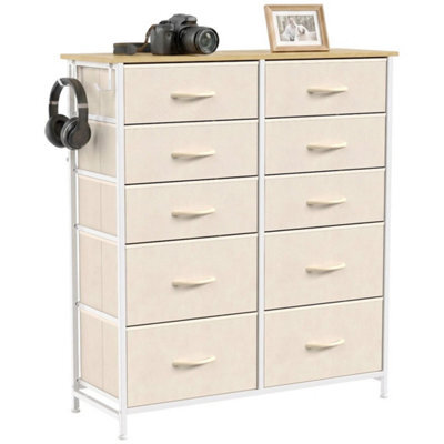 Fabric Chest Of Drawers, 8 Drawer Dresser For Bedroom, Beige - image 1