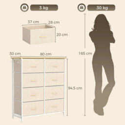 Fabric Chest Of Drawers, 8 Drawer Dresser For Bedroom, Beige - thumbnail 2