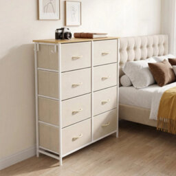 Fabric Chest Of Drawers, 8 Drawer Dresser For Bedroom, Beige - thumbnail 3