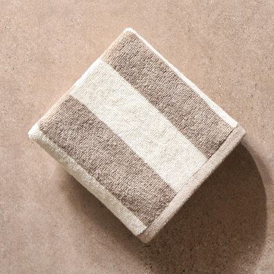 OHS Stripe 100% Cotton Hand Towel Hotel Luxury Shower Soft Absorbent, Mink - 1Pc