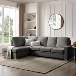 Home Detail Alana Left-Hand Facing Corner Sofa, Dark Grey Linen - thumbnail 1