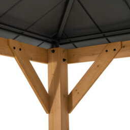 Sunjoy Outdoor Cedar Wood Gazebo Trivor 450Cm X 390Cm W/ Netting & Curtain, Anthracite - thumbnail 8