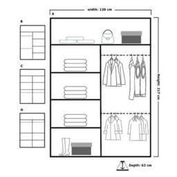 M N Furniture Ltd Wardrobe With Led Light Modern Sliding Door - Mirrored Bedroom Cabinet-120Cm,150Cm,180Cm,203Cm (Black,120Cm) - thumbnail 2