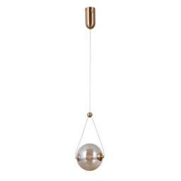 Luminosa Lighting Luminosa Rastia 15Cm Globe Pendant Ceiling Light Gold Amber Shade 3000K Warm White - thumbnail 1