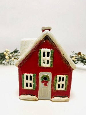 My Square Mile Tealight Candle Holder Housewarming Gift Cottage Ceramic Village Pottery House Ornament (Christmas Cottage (18Cms)) - image 1