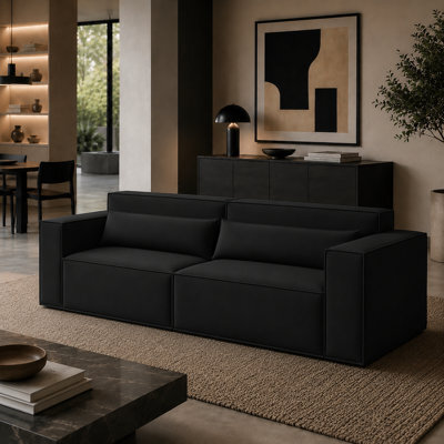 Luxury Sloane Velvet Sofa - Black 3 Seater