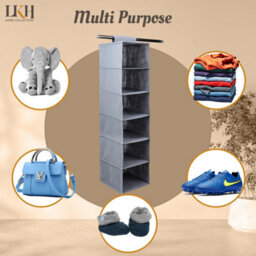 LKH Home Collection Hanging Wardrobe Storage Organiser With 5 Shelves Foldable Hanging Closet Organizer For Clothes Shoes Toys 90X28X28Cm - thumbnail 6
