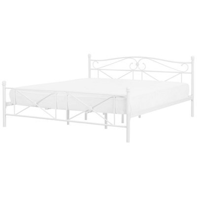 Beliani Bed Metal Rodez 180 X 200 Cm (Eu Super King) White - image 1