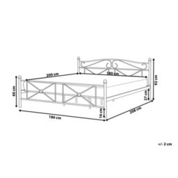 Beliani Bed Metal Rodez 180 X 200 Cm (Eu Super King) White - thumbnail 3