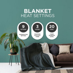 DMD Collective Dmd Heated Electric Blanket Throw Fleece Sherpa 9 Heat & Timer Settings 120X160Cm - Dark Grey - thumbnail 3