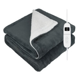 DMD Collective Dmd Heated Electric Blanket Throw Fleece Sherpa 9 Heat & Timer Settings 120X160Cm - Dark Grey - thumbnail 1