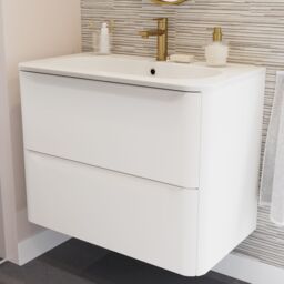 GoodHome Nevado Standard Matt White Wall-Mounted Bathroom Vanity Unit (H) 600mm (W) 800mm - thumbnail 8