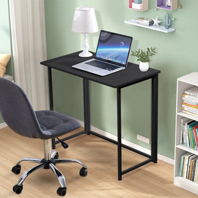 Large Black Folding Office Desk Table Computer Laptop Writing Table Gaming Desk - image 1
