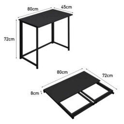 Large Black Folding Office Desk Table Computer Laptop Writing Table Gaming Desk - thumbnail 2