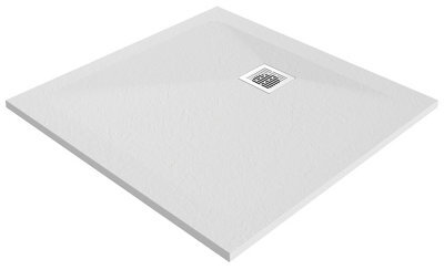 GoodHome Douro Matt White Square Centre Drain Shower Tray (L)900mm (W)900mm (H) 25mm - image 1