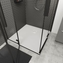 GoodHome Douro Matt White Square Centre Drain Shower Tray (L)900mm (W)900mm (H) 25mm - thumbnail 2