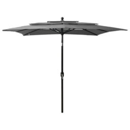 Walplus 3-Tier Garden Parasol With Aluminium Pole Anthracite 2.5X2.5 M