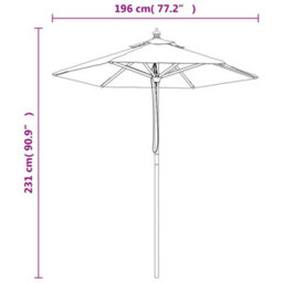Walplus Garden Parasol With Wooden Pole Sand 196X231 Cm - thumbnail 8