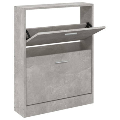 Berkfield Modern Shoe Cabinet Concrete Grey 59X17X81 Cm Engineered Wood