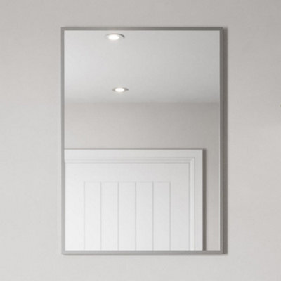 Aveli 700 X 500mm Chrome Wall Mounted Bathroom Mirror Framed Rectangular Modern Glass - image 1