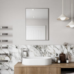 Aveli 700 X 500mm Chrome Wall Mounted Bathroom Mirror Framed Rectangular Modern Glass - thumbnail 2