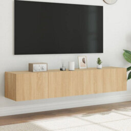 Berkfield Tv Wall Cabinets With Led Lights 2 Pcs Sonoma Oak 80X35X31 Cm - thumbnail 1