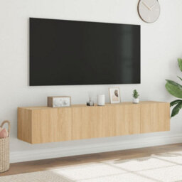 Berkfield Tv Wall Cabinets With Led Lights 2 Pcs Sonoma Oak 80X35X31 Cm - thumbnail 4