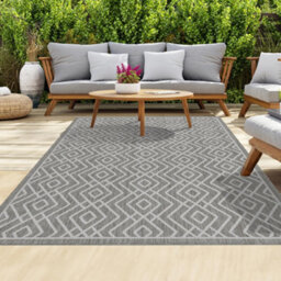 Homeart Outdoor Rugs Easy Cleaning Area Rugs For Balcony,garden,picnic,uv Weather Resistant  D.grey Cream,180X270
