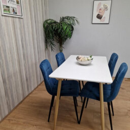 Kosy Koala Modern Rectangle White Dining Table Set With 4 Blue Velvet Chairs Dining Room Furniture - thumbnail 5
