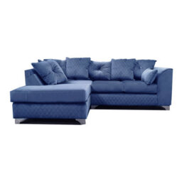 Furnishings For Less UK Victoria Soft Plush Velvet 3 To 4 Seater L Shaped Corner Sofa Blue Left Hand Facing - Scatter Back