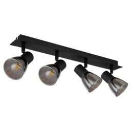 Luminosa Lighting Luminosa Claude Ceiling Spotlight Bar Matt Black Smoke Glass Shade 4X E14 - thumbnail 2
