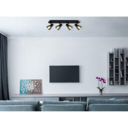 Luminosa Lighting Luminosa Claude Ceiling Spotlight Bar Matt Black Smoke Glass Shade 4X E14 - thumbnail 6